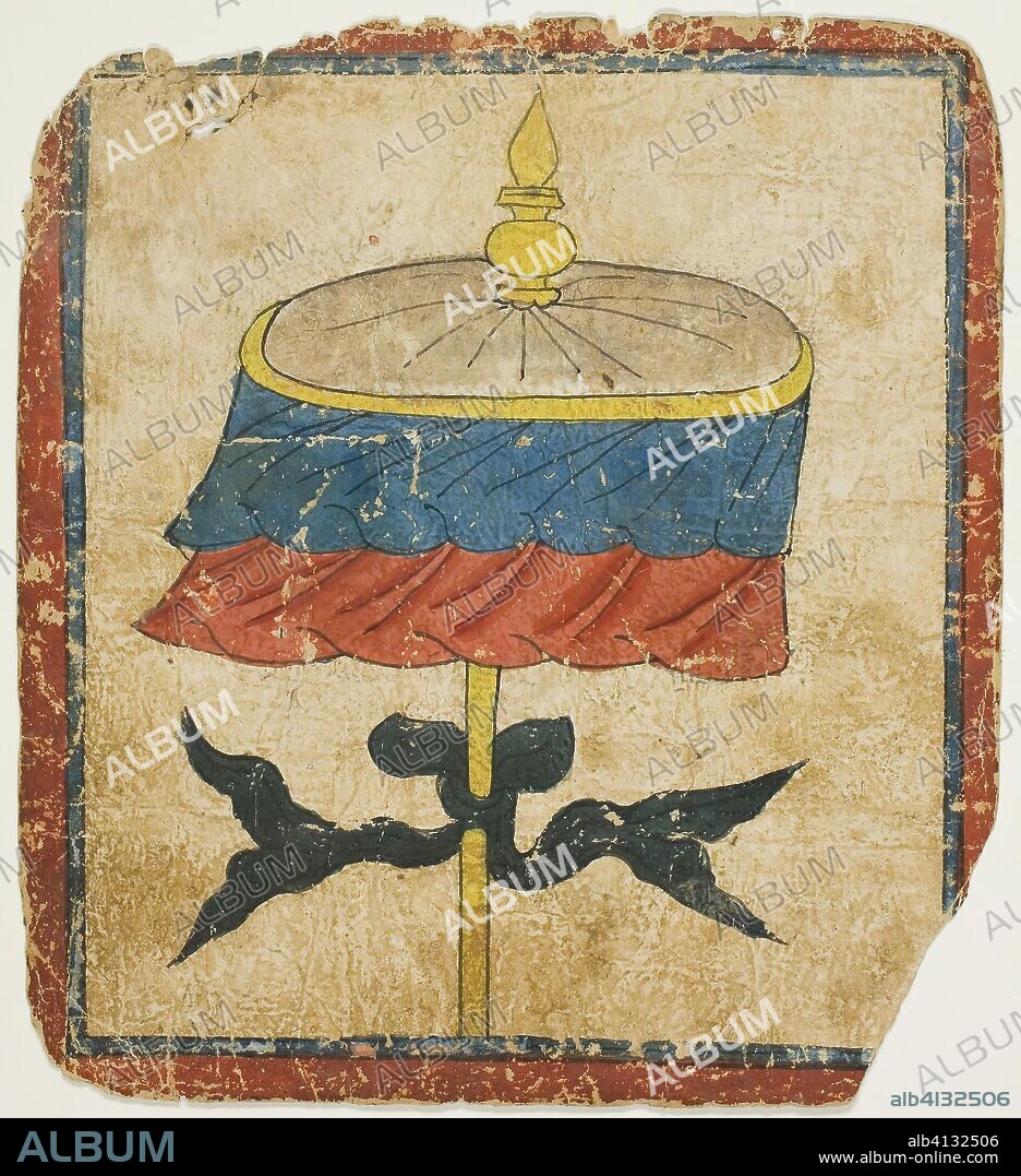 The Parasol (chatra), from a Set of Initiation Cards (Tsakali). Tibet. Date: 1299-1499. Dimensions: 16 x 14.5 cm (6 1/4 x 5 3/4 in.). Ink and watercolor on paper. Origin: Tibet.