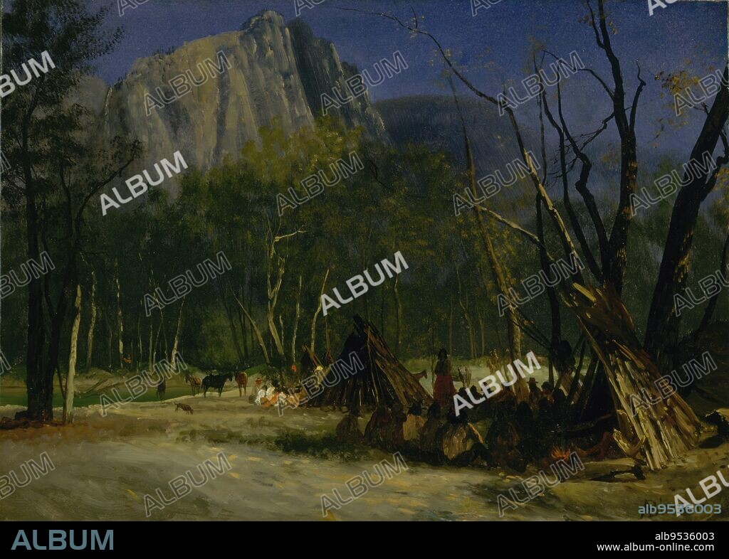 ALBERT BIERSTADT. Indians in Council, California. oil on canvas. Date: ca. 1872.