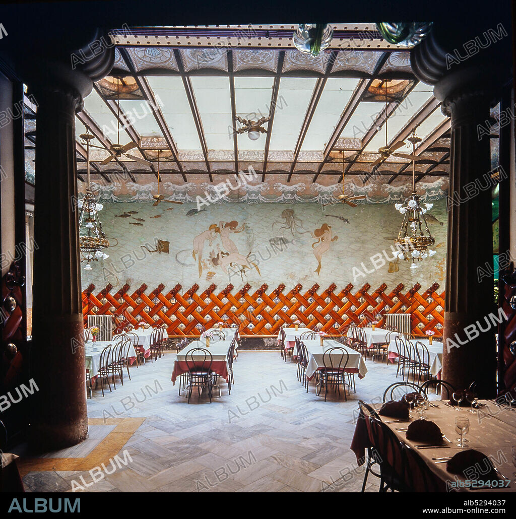 RAMÓN CASAS. Ramón Casas / Fresco 'Las sirenas del Mediterráneo', 1902. Comedor principal del restaurante Fonda España de Barcelona.