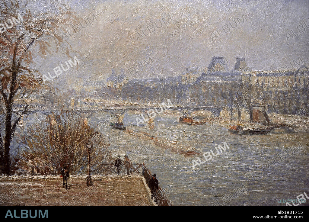 CAMILLE PISSARRO (1830-1903). FRENCH PAINTER.. Camille Pissarro (1830-1903). Pintor francés. Vistas del Sena y el Louvre desde el Pont-Neuf, 1903. Oleo sobre lienzo (54 x 65 cm). Detalle. Museo Carlsberg Glyptotek. Copenhague. Dinamarca.
