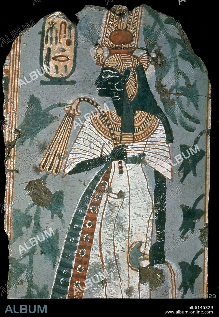 REINA AHMOSE-NEFERTARI - PINTURA MURAL DE LA TUMBA DE KYNEBU (TEBAS) APROX 1150 AC - DINASTIA XVIII - 43 CM.