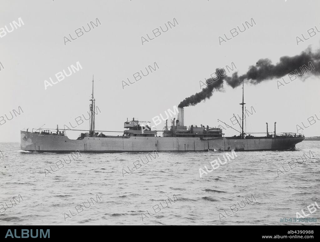 Photograph - Cargo Steam Ship, Australia, 1920-1939, Black and white image of a cargo steam ship. It is one of a collection of fifteen black and white photographs showing passenger and cargo ships in Australian waters in the 1920s and 1930s.