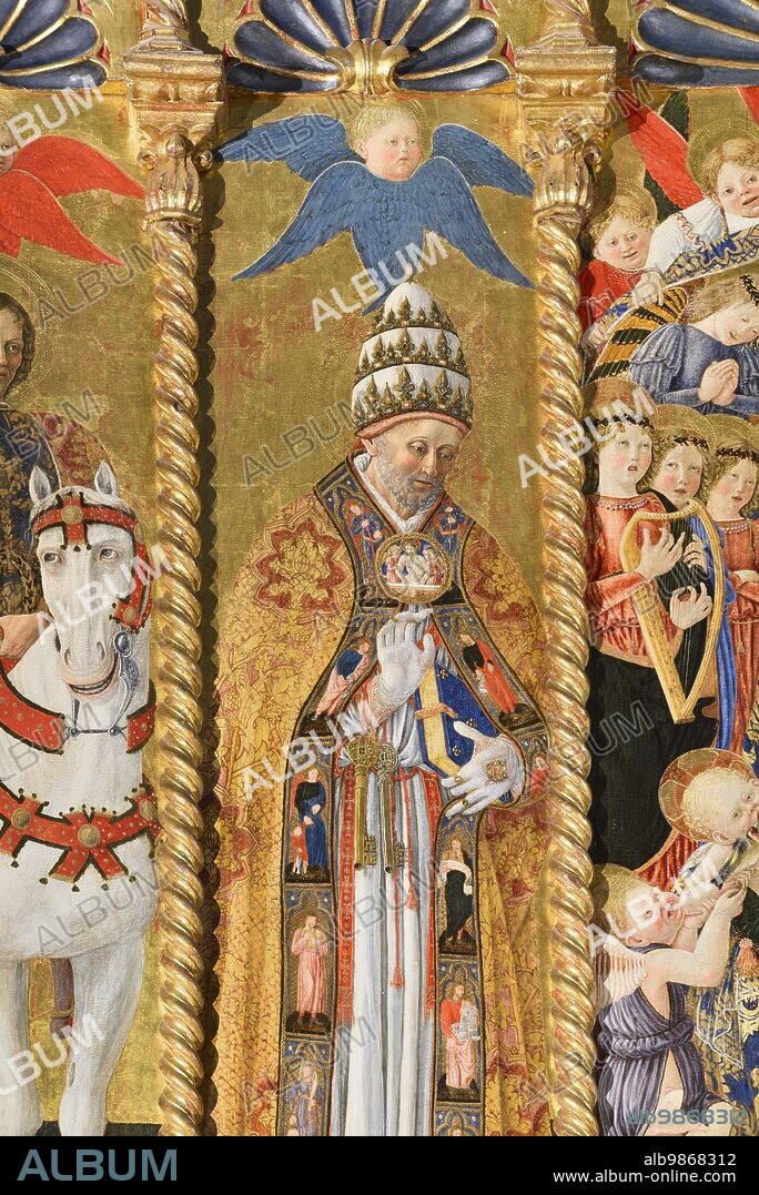 Belforte del Chienti (Italy, Marche - province of Macerata), church of Sant'Eustachio. Giovanni Boccati, Polyptych, 15th century. (left side detail, St. Peter's), 1468.