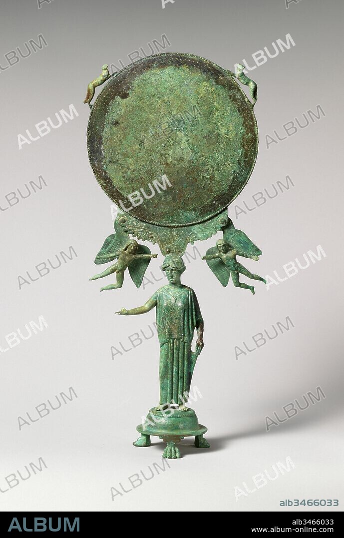 Bronze mirror with a support in the form of a draped woman Classical mid 5th century B.C. Greek Bronze H. 12 5 8 Diameter 5 3 8 Bronzes The ancient Greeks used m Album alb3466033