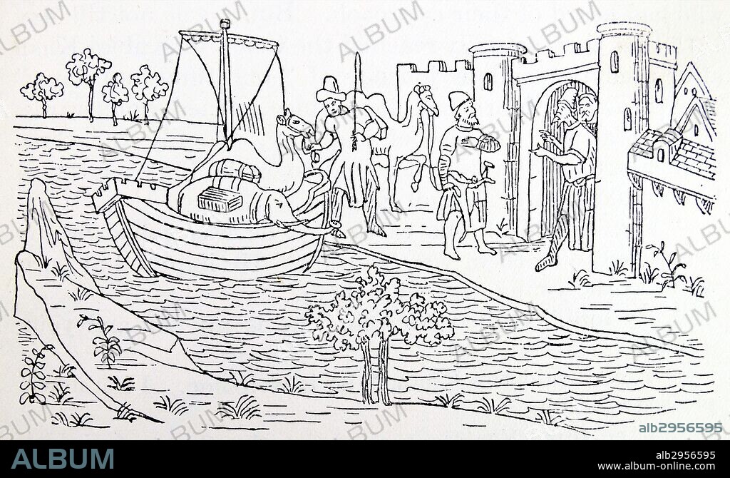 Marco Polo lands at Ormuz. From a miniature in the Livre des Merveilles. The Kingdom of Ormus (Hormuz) was a 10th to 17th century kingdom located within the Persian Gulf.