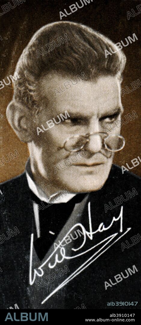 William Thomson Will Hay (1888-1949), English comedian, actor, film director and amateur astronomer, 1935. A print from the photo album Popular Personalities, issued for Piccadilly Juniors Oval Photos, 1935.