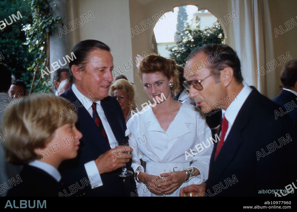 Baroness Francesca von Thyssen Bornemisza with her father Hans Heinrich (left) and Otto von Habsburg, circa 1995.