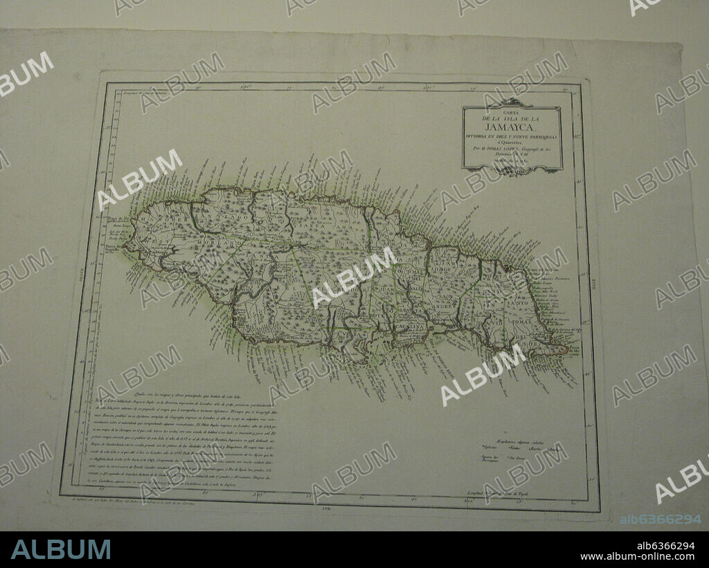 LOPEZ TOMAS. MAPA DE LA ISLA DE JAMAICA - 1780 - GRABADO - Nº INVENTARIO 00420.