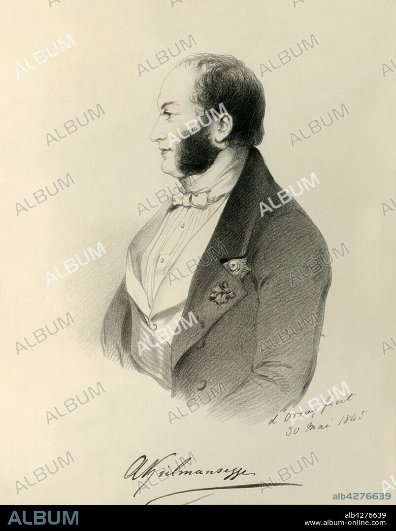 RICHARD JAMES LANE. 'Count Kielmansegg', 1845. Portrait of German politician Eduard Georg Ludwig William Howe, Count von Kielmansegg (1804-1879). From "Portraits by Count D'Orsay", an album assembled by Lady Georgiana Codrington. [1850s].