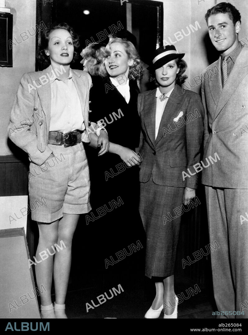 CAROLE LOMBARD, ERROL FLYNN, LILY DAMITA and MARLENE DIETRICH.  1935