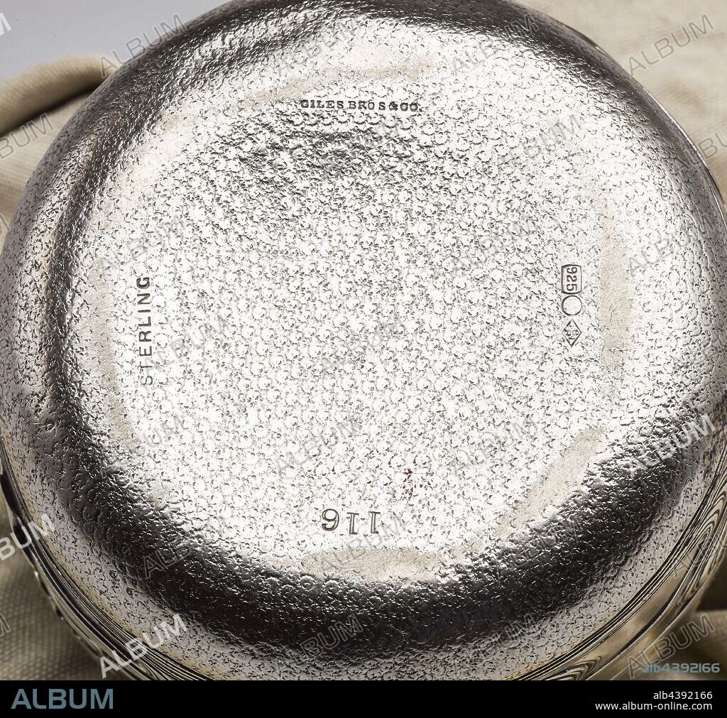 creamer, Dominick & Haff, Manufacturer (American), Giles Brothers and Company, Retailer (American), 1881, silver, gilding, 4-1/8 x 5-1/4 x 4 in., Inscribed, side: E.R.S. Stamped, underside: 116 Stamped, underside: STERLING Stamped, underside: GILES BROS & CO. Stamped, underside: 925 [in a rectangle] [outline of a circle] 1, 8, 8, 1 [in a square turned on a 45-degree angle], Decorative Arts.