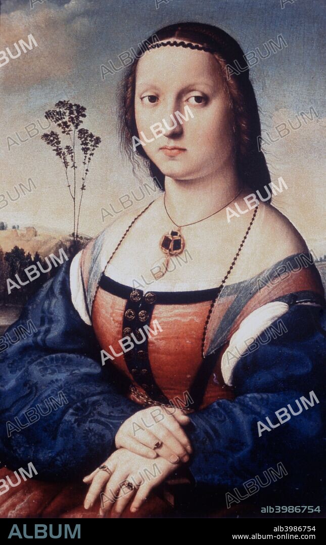 'Portrait of Maddalena Doni', 1506. This is the companion piece of the portrait of Agnolo Doni.
