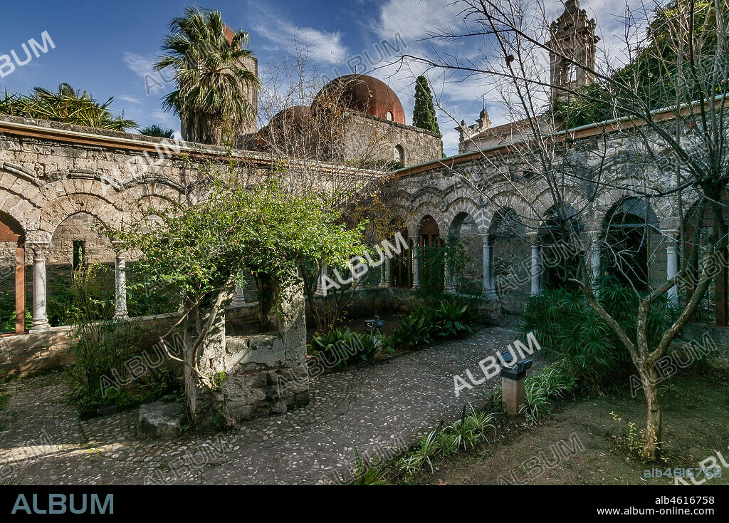 Palermo, the Church of St. John of the Hermits: the cloister.. UNESCO site: Arab-Norman Palermo and the cathedrals of Cefalù and Monreale.
