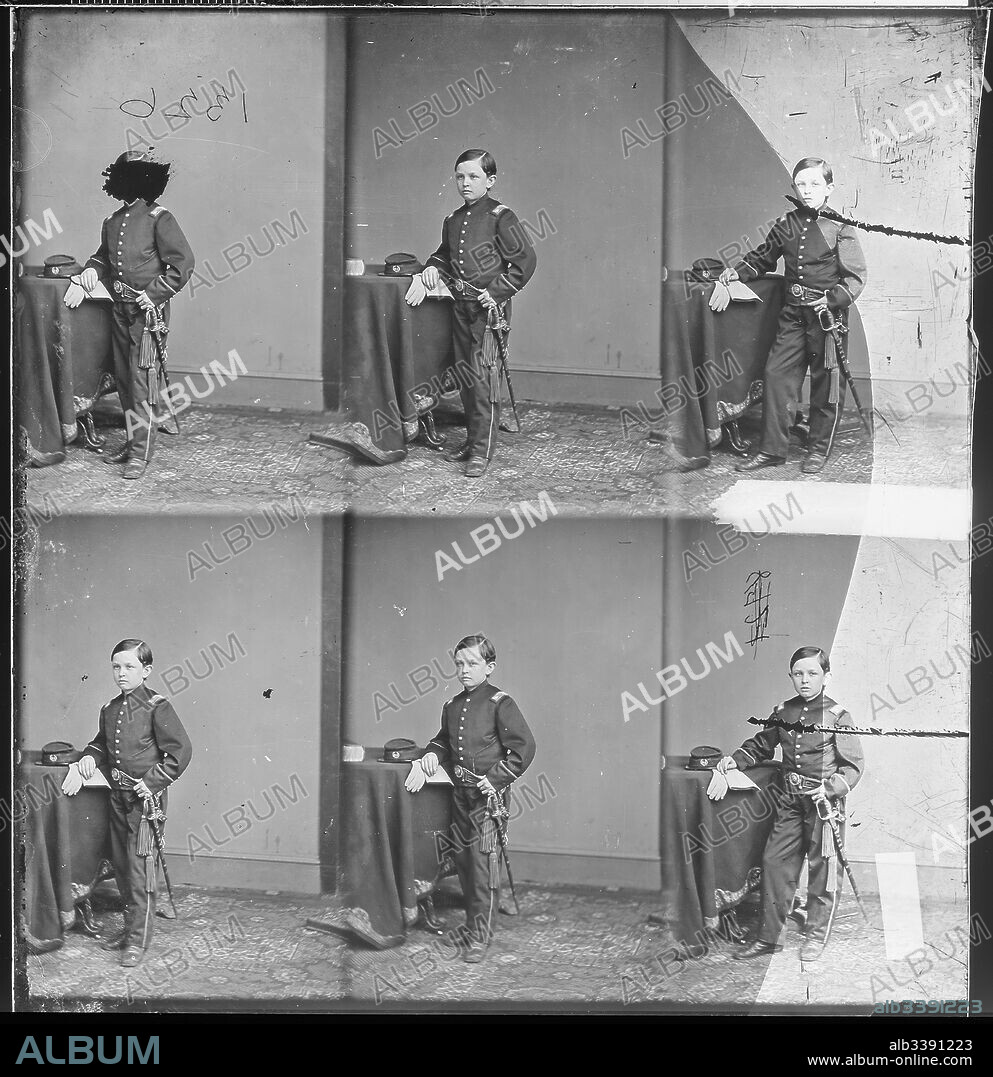 Full length standing portrait of Tad Lincoln, youngest child of Abraham Lincoln and Mary Todd Lincoln, as a child, 1863. Image courtesy National Archives.