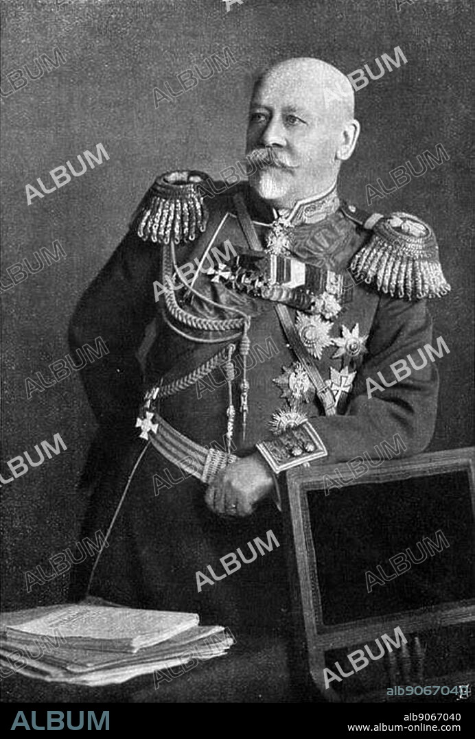 Vladimir Aleksandrovich Sukhomlinov (1848 - 1926) Russian general of the Imperial Russian Army who served as the Chief of the General Staff from 1908 to 1909 and the Minister of War from 1909 to 1915. Sukhomlinov was tried for high treason, corruption, and abuse of power.