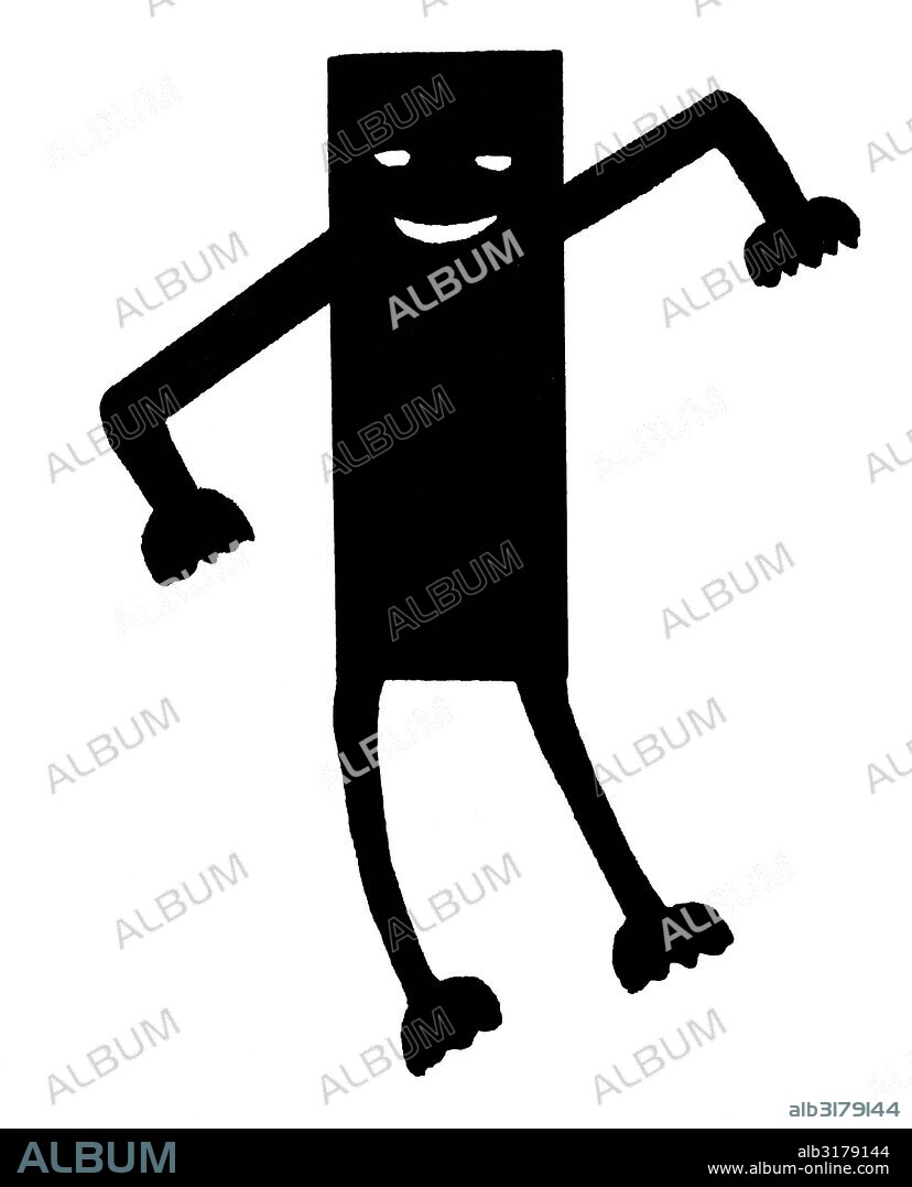 Optical Illusion: Look hard at this black figure while you count twenty slowly. Now transfer your gaze to a rather dark surface or book cover and you may see a ghostly white figure move across the surface.