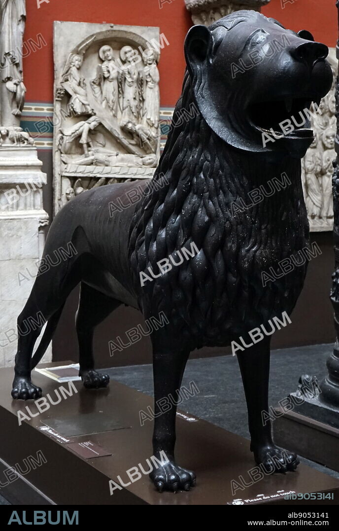 Bronze statue of a lion from Cathedral Square, Brunswick, Germany. Dated 12th Century.