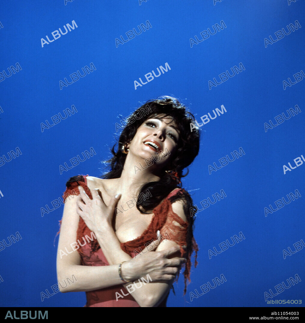 Anna Moffo, American soprano, in Bizet's Carmen, opera performance of the Deutsche Oper Berlin, 1970.