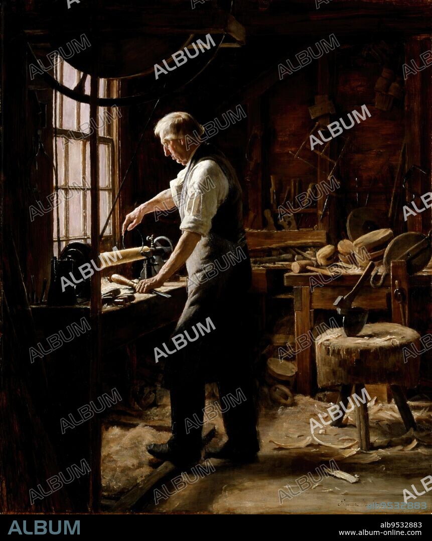 EDGAR MELVILLE WARD. The Blockmaker. Date: n.d. oil on canvas. - Album  alb9532883