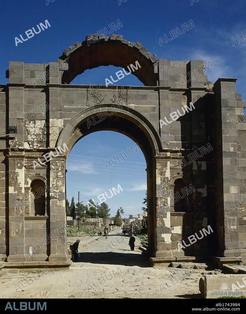 Syria, Bosra. The Bad al-Hama (Gate of Wind). The best preserved city gate, built during the 2nd century. Photo taken before the Syrian civil war.