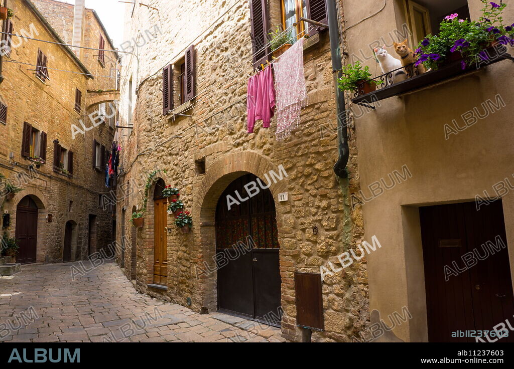 Street in old town, Volterra, Tuscany, Italy, Europe.