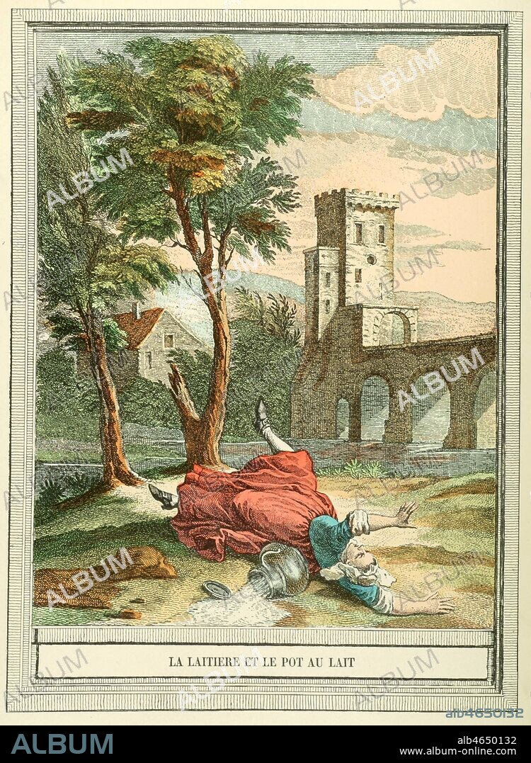 La laitiere et le pot au lait. Fable de Jean de LA FONTAINE (1621-1695). Illustration de Jean-Baptiste OUDRY (1686-1755). Credit: Collection Jonas/Kharbine-Tapabor.