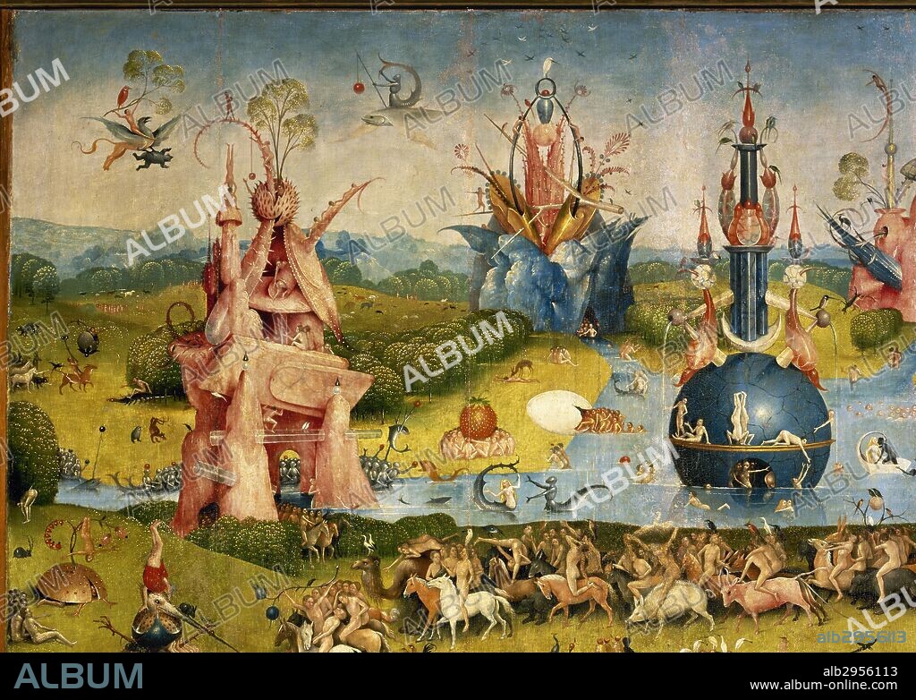 Hieronymus Bosch (c.1450-1516). Dutch painter. The Garden of Earthly Delights, 1500-1505, Triptych. Detail of the central panel. Prado Museum. Madrid. Spain.