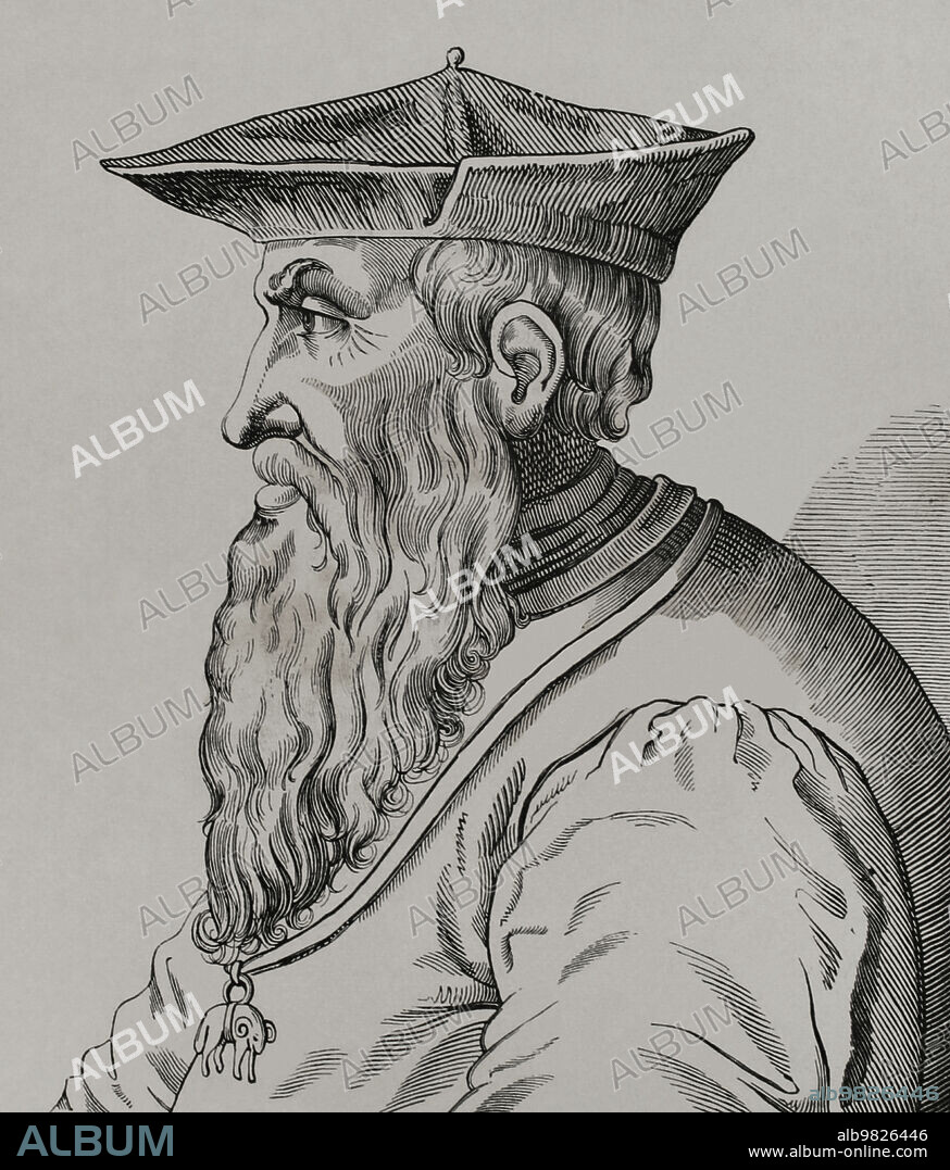 Andrea Doria (1466-1560). Almirante y estadista genovés. Estuvo al servicio de varios príncipes italiando, del rey Francisco I de Francia y de Carlos I de España. Retrato. Grabado a partir de un retrato de la época. "Vie Militaire et Religieuse au Moyen Age et à l'Epoque de la Renaissance". París, 1877.