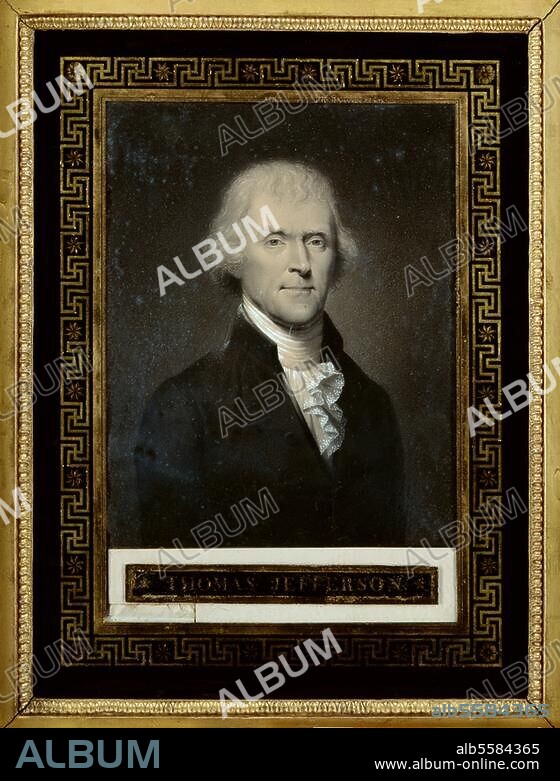 Jefferson, Thomas; 3rd President of the USA (1801-09); Shadwell (Va.) 13.4.1743. - Monticello (Va.) 4.7.1826. Portrait. Drawing, 1801, by Bouch (English draftsman, worked end of 18th cent. beg. of 19th cent.) aft. Rembrandt Peale (1778 -1860), chalk, heightened with white, c. 25 × 20cm, Inv. no. MM. 58.7.2. Rueil-Malmaison, Musée du Château.