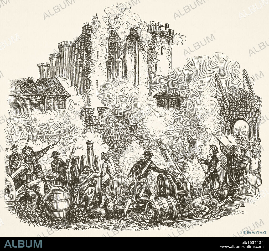 Storming of the Bastille in Paris 14 July 1789 during French Revolution. From The National and Domestic History of England by William Aubrey published London circa 1890.