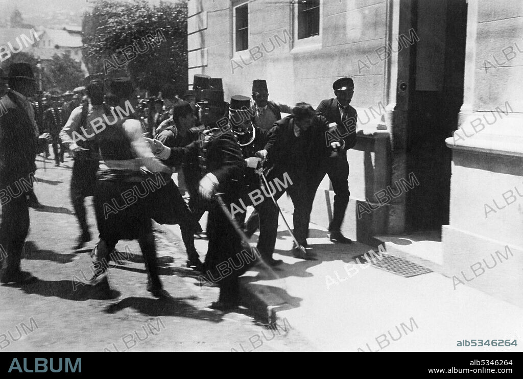 ANONYMOUS. The arrest of the assassin Gavrilo Princip on June 28, 1914.