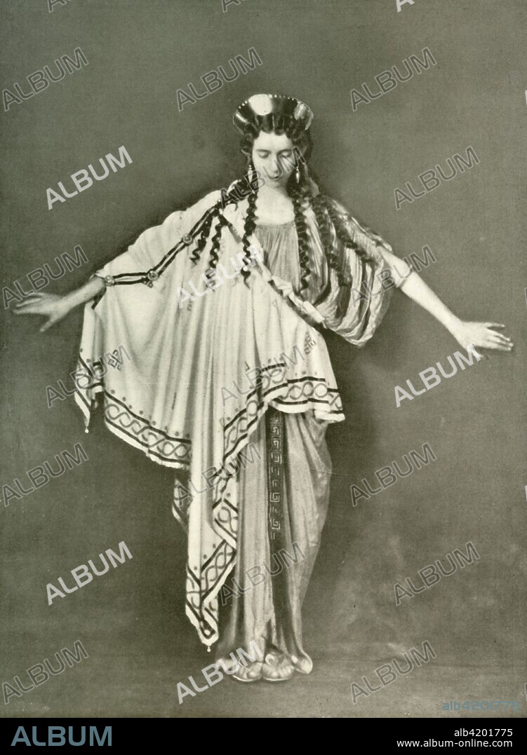 'An Athenian Woman of Fashion (B.C. 600-468)', 1924. From "Costume & Fashion - The Evolution of European Dress Through the Earlier Ages", by Herbert Norris. [J. M. Dent and Sons Ltd, E. P. Dutton and Co. London and Toronto, 1924].