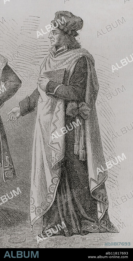 Revolución francesa (1789-1799). Consejo de Ancianos. Cámara alta legislativa francesa del Directorio (1795-1799), instituida por la Constitución del año III (1795). Miembro del Consejo de Ancianos. Grabado. "Historia de la Revolución Francesa". Tomo I, parte 2, 1879.