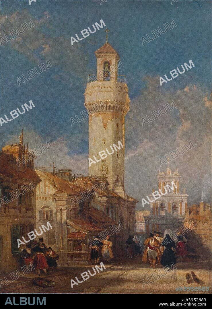 'The Tower of the Church of San Nicolás de la Villa, Córdoba', 1834. Painting held at The Hepworth Wakefield, West Yorkshire. From A Catalogue of the Pictures and Drawings in the collection of Frederick John Nettleford Volume III. - I to S, by C. Reginald Grundy and F. Gordon Roe. [Bemrose and Sons Ltd., London & Derby, 1937].