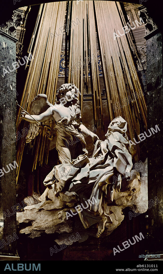 GIAN LORENZO BERNINI. The Extasis of Ste. Therese . El Extasis de Santa Teresa. 1645-1652 . Marble Sculpture. Rome, Church of Santa Maria della Vittoria.