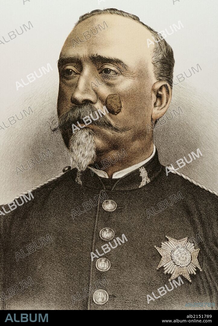 CARLOS IBAÑEZ DE IBERO (Barcelona, 1825-Niza, 1891). Marqués de Mulhacén. General español, principal promotor español de la geodesia. Fundador de la Asociación Geodésica Internacional. "Ilustración Artística", año 1885.