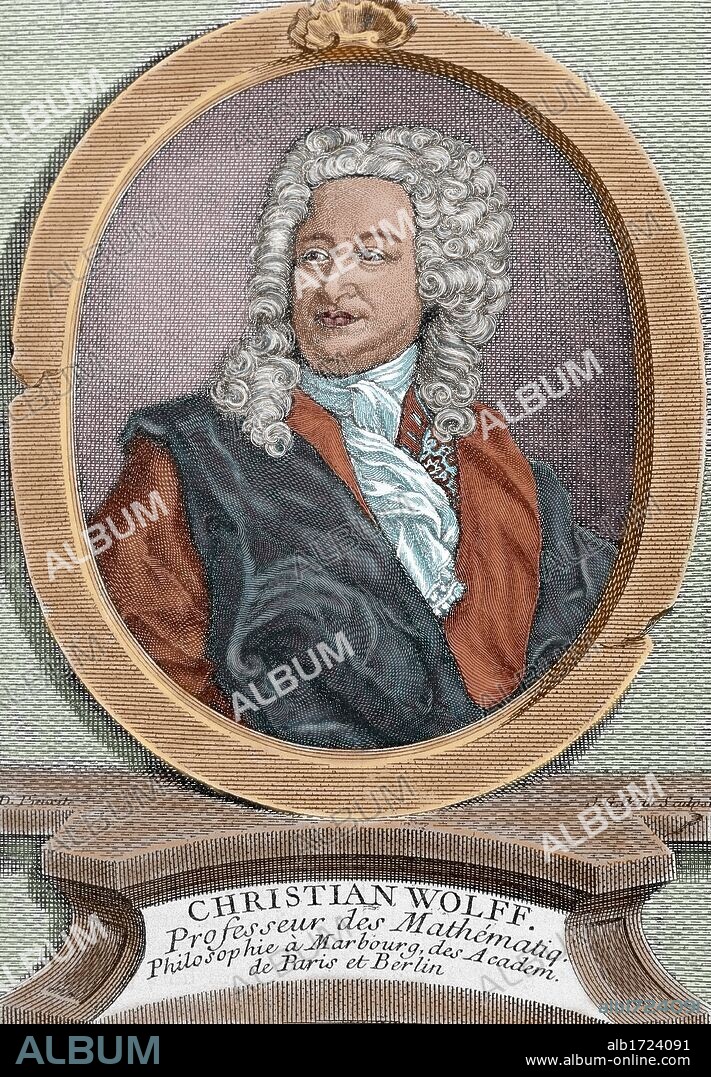 Christian Wolff (1679-1754). German philosopher. Colored engraving.