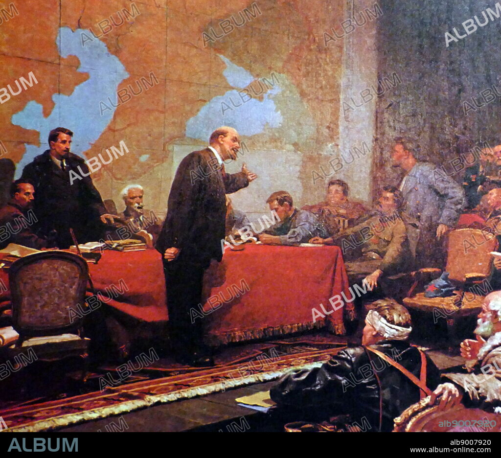 Painting depicting Vladimir Lenin (1870-1924) a Russian communist revolutionary, politician, and political theorist. Dated 20th Century.