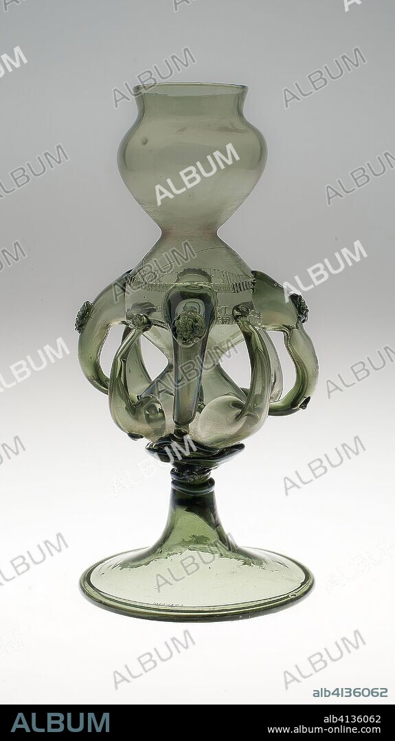 Puzzle Mug. Germany, possibly Rheinland. Date: 1500-1599. Dimensions: 22.9 x 12.7 cm (9 x 5 in.). Glass. Origin: Germany.