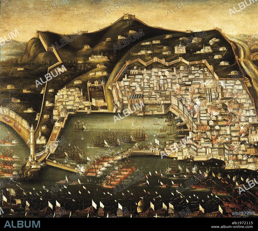 Bombardment of Genoa by the French navy, 1684. Italy, 17th century.