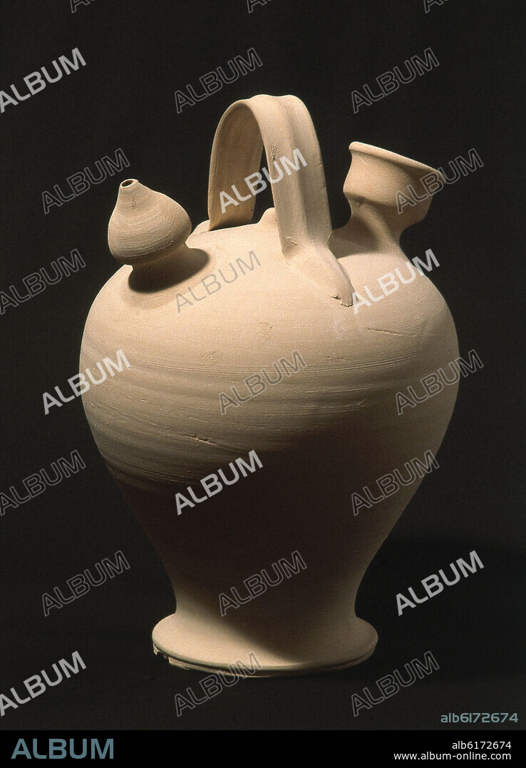 BOTIJO DE BARRO BLANCO - CERAMICA PARA AGUA SIN VIDRIAR.
