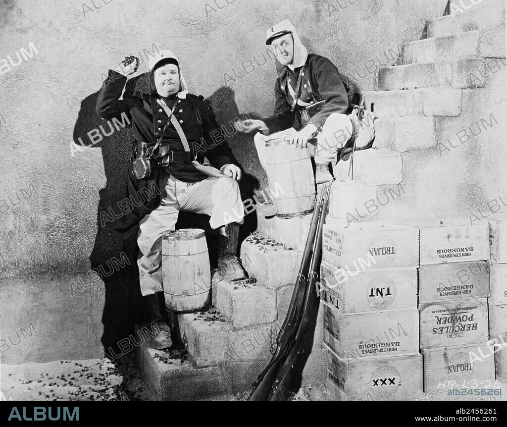 OLIVER HARDY and STAN LAUREL in BEAU HUNKS, 1931, directed by JAMES W. HORNE. Copyright HAL ROACH/MGM.