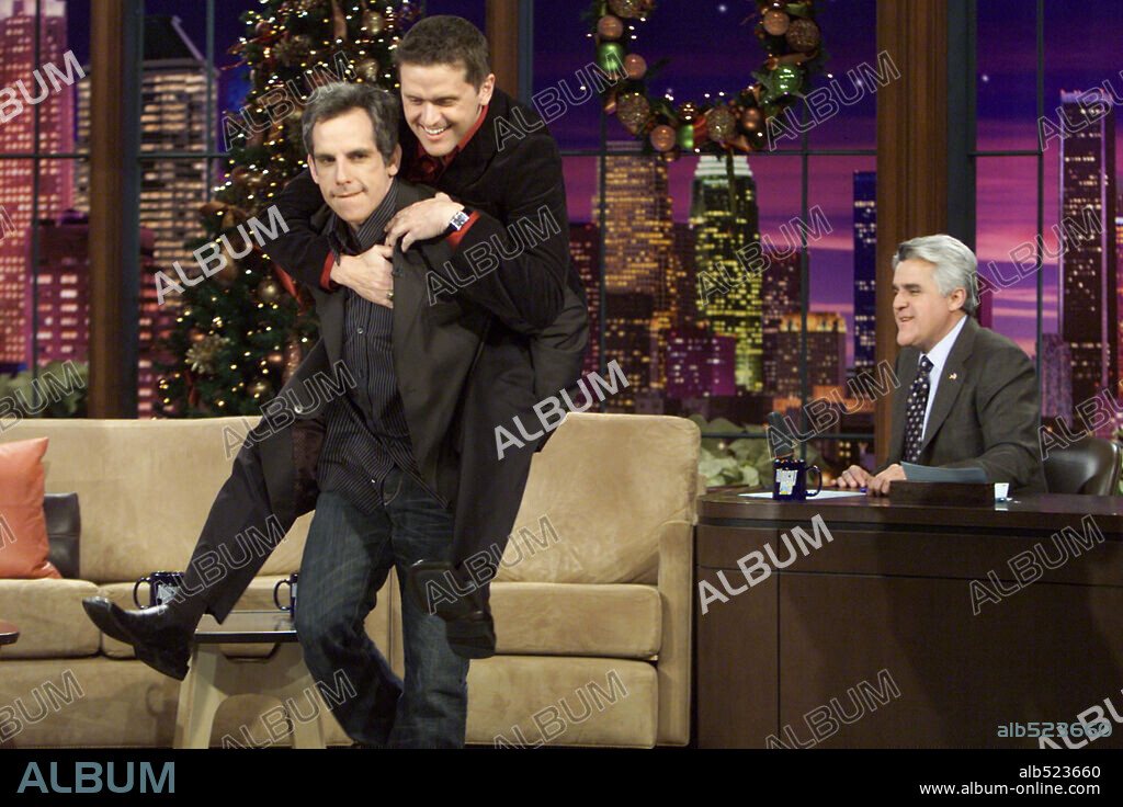 Dec 17, 2004; Hollywood, CA, USA; (l-r) BEN STILLER, KELLY PERDEW and JAY LENO on 'The Tonight Show With Jay Leno.'Mandatory Credit: Photo by Paul Drinkwater/NBC Universal/Entertainment Pictures.(©) Copyright 2004 by Courtesy of NBC. 17/12/2004