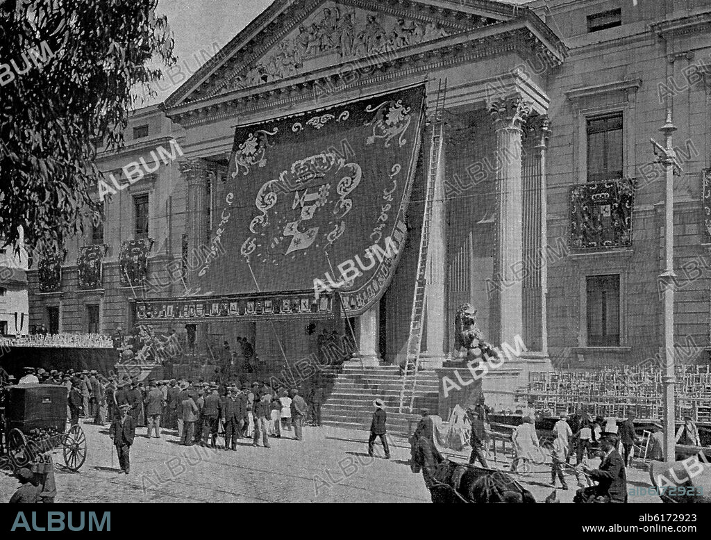 ASPECTO CONGRESO DIPUTADOS EL DIA DE LA JURA DE ALFONSO XIII 1902 - LA ILUSTRACION ESPAÑOLA Y AMERICANA.