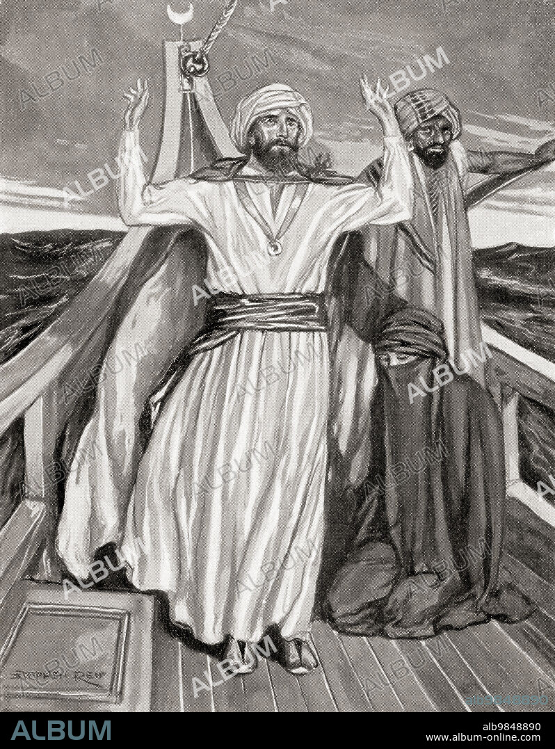 The journey of Maimonides from Fez to Palestine in 1165. Rabbi Moses ben Maimon aka Maimonides or Rambam, c.1135/1138 - 1204. Spanish medieval Sephardic Jewish philosopher,Torah scholar, astronomer and physician. From Hutchinson's History of the Nations, published 1915.