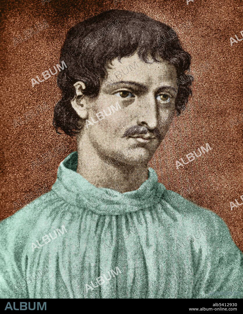 Giordano Bruno (1548-1600) was an Italian Dominican friar, philosopher, mathematician and astronomer. His cosmological theories went beyond the Copernican model in proposing that the Sun was essentially a star, and moreover, that the universe contained an infinite number of inhabited worlds populated by other intelligent beings. Bruno also wrote on the art of memory, a loosely organized group of mnemonic techniques and principles. He is remembered for his qualitative approach to mathematics and his application of the spatial paradigms of geometry to language. He was burned at the stake by civil authorities in 1600 after the Roman Inquisition found him guilty of heresy for his pantheism (the view that the Universe (or Nature) and God (or divinity) are identical, Pantheists do not believe in a personal, anthropomorphic or creator god). Many regard him as a martyr for free thought and modern scientific ideas.