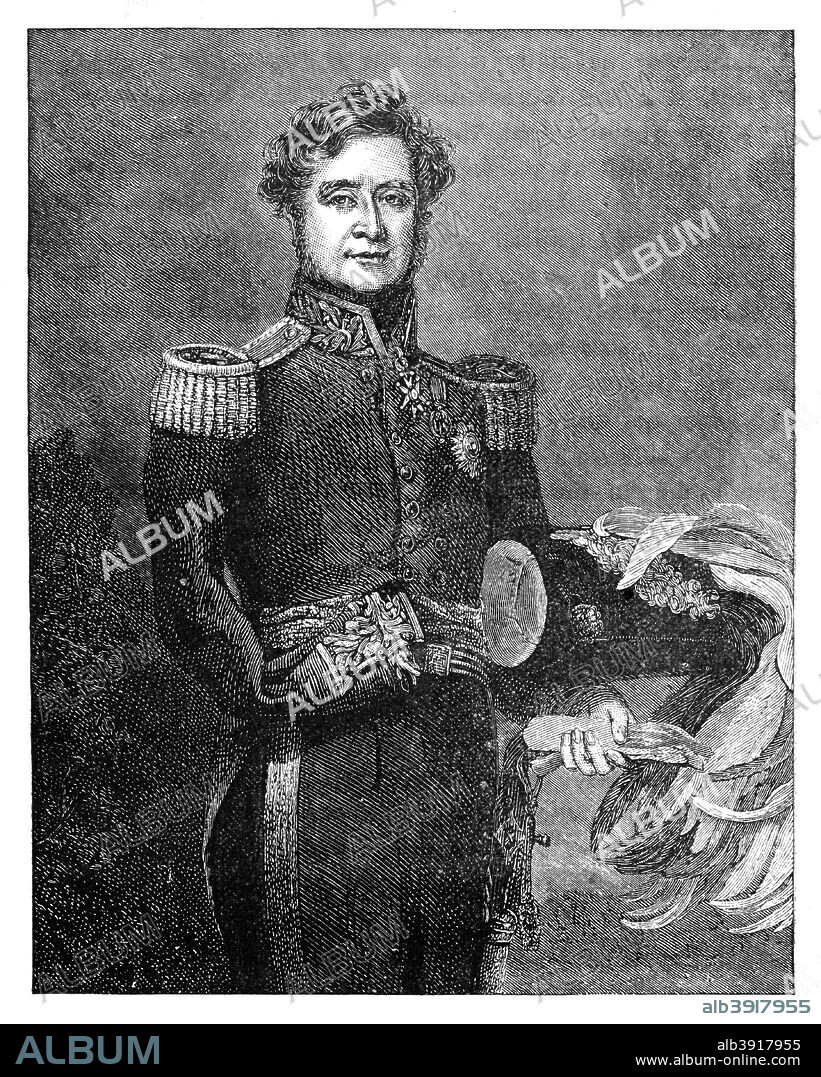 Fitzroy James Henry Somerset (1788-1855), 1st Baron Raglan, English soldier. Lord Raglan commanded the British army in the Crimean War (Russo-Turkish War) of 1853-1856. He was victorious at the battle of Alma, but at Balaclava gave the order for the suicidal charge of the Light Brigade. Illustration from The Life & Times of Queen Victoria, Vol II, by Robert Wilson.
