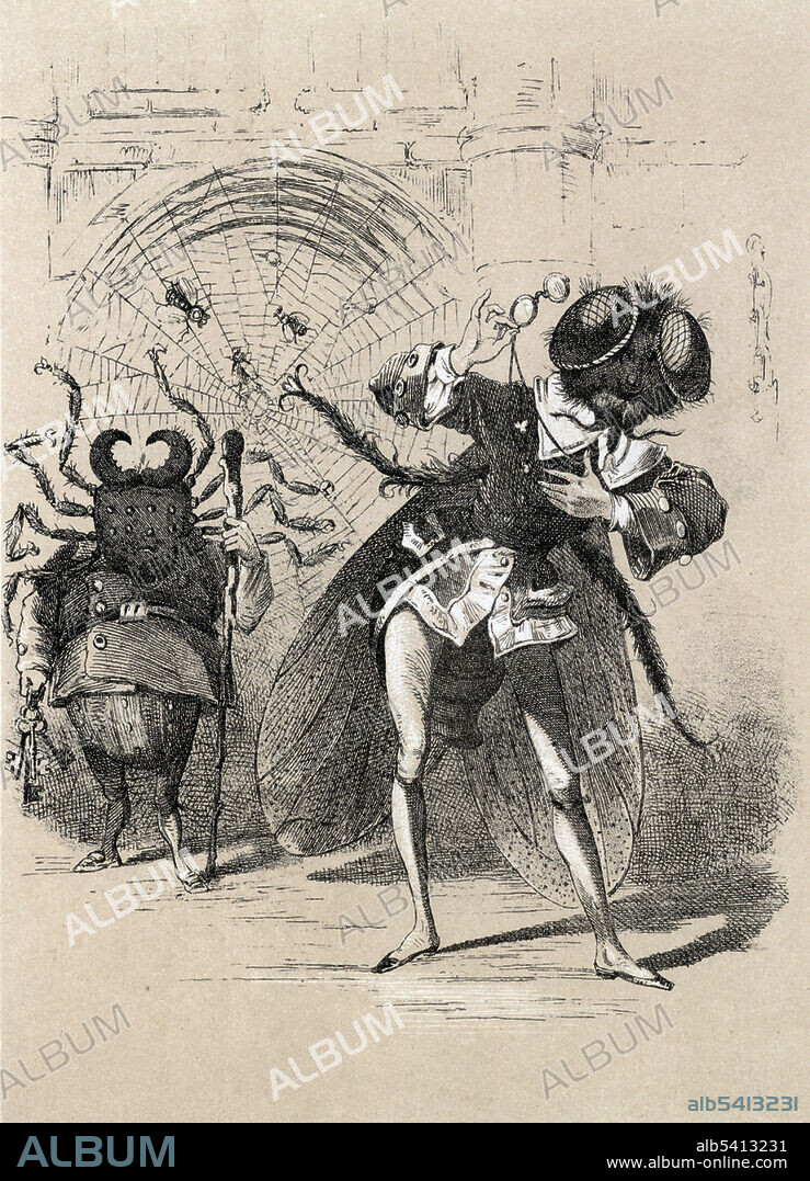 Entitled: Who saw him die? I, said the Fly, with my little eye, I saw him die. "Who Killed Cock Robin?" is an English nursery rhyme. The rhyme has often been reprinted with illustrations, as suitable reading material for small children. Henry Louis Stephens (February 11, 1824 - December 13, 1882) was an American illustrator and editorial cartoonist. Stephens was well known as a caricaturist, excelling especially in the humorous delineation of animals. He painted in watercolors, but rarely exhibited his works. 1865 illustration.