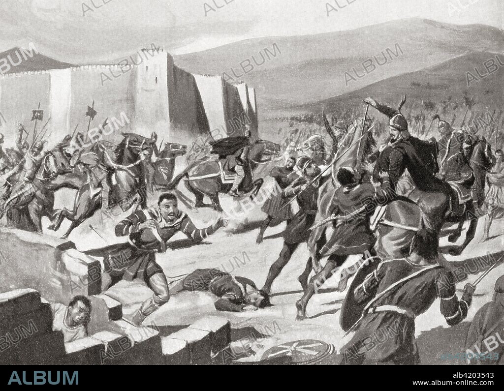 The defeat of the  Kutrigurs  by Belisarius at the battle of Melantias, 559 AD.  Flavius Belisarius  c. 505 - 565. General of the Byzantine Empire.  From Hutchinson's History of the Nations, published 1915.