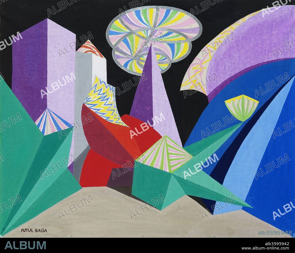 GIACOMO BALLA. Set design for ballet Feu d'artifice by Igor Stravinsky.